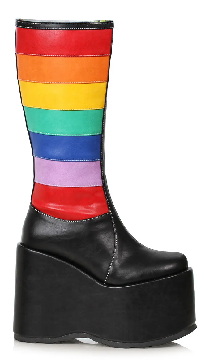 5 Inch Chunky Heel Stripe Platform Boot