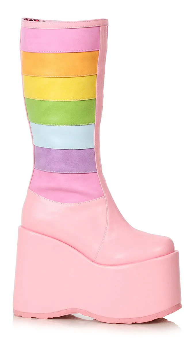 5 Inch Chunky Heel Stripe Platform Boot