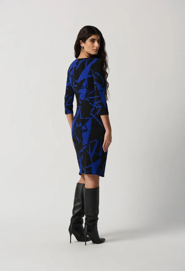 Abstract Print Belted Waist Dress