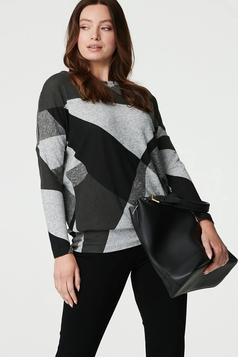 Abstract Print Relaxed Sweater