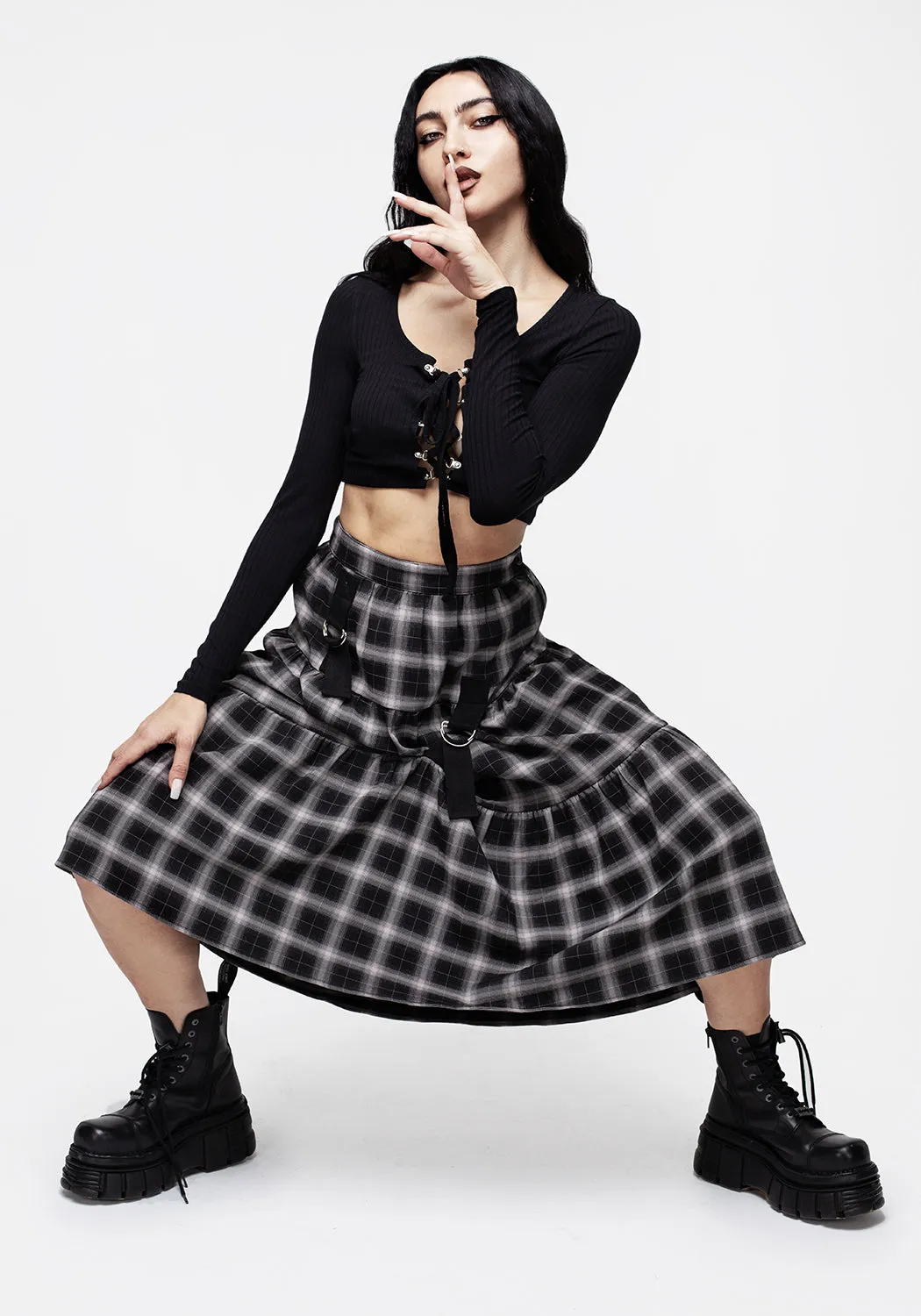 Banshee Check Bondage Skirt