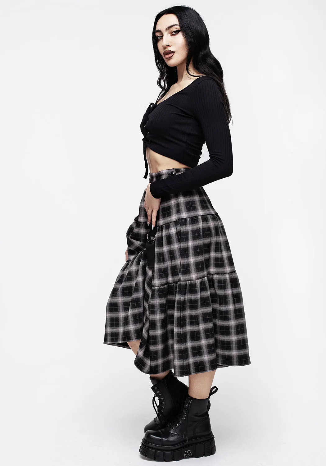 Banshee Check Bondage Skirt