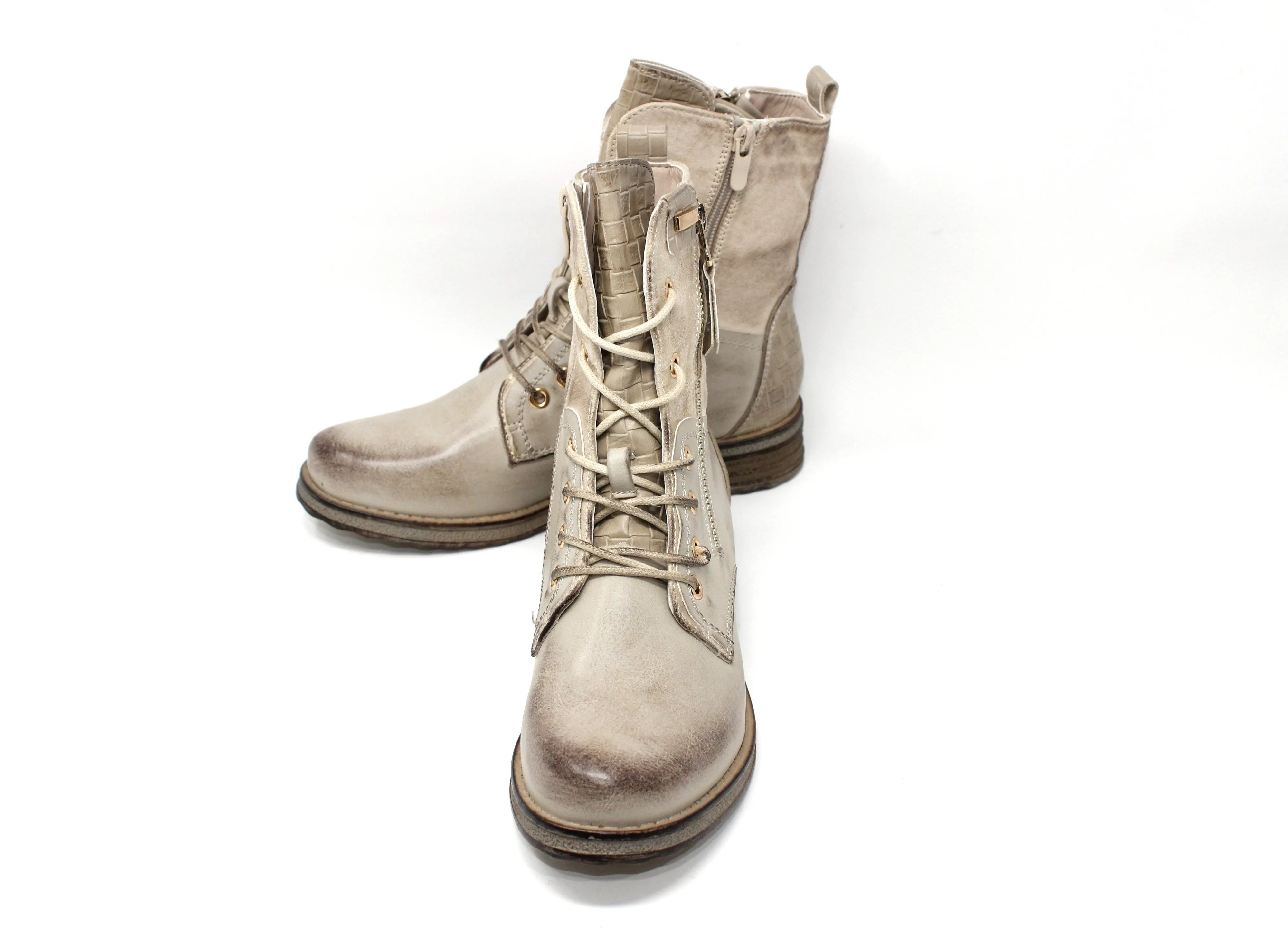 Beige Laced Ankle Boot