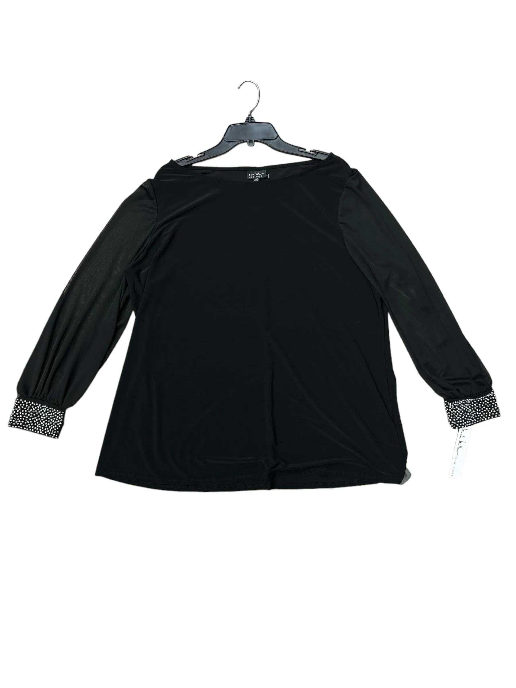 Black Top Long Sleeve Nicole Miller, Size 3x