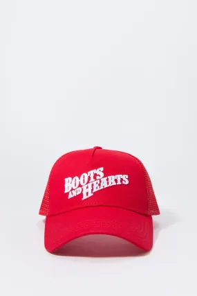 Boots and Hearts Embroidered Trucker Hat