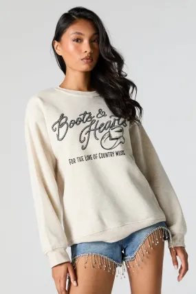 Boots and Hearts Graphic Fleece Sweatshirt