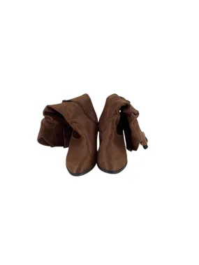 Boots Mid-calf Heels By Bamboo In Brown, Size: 6