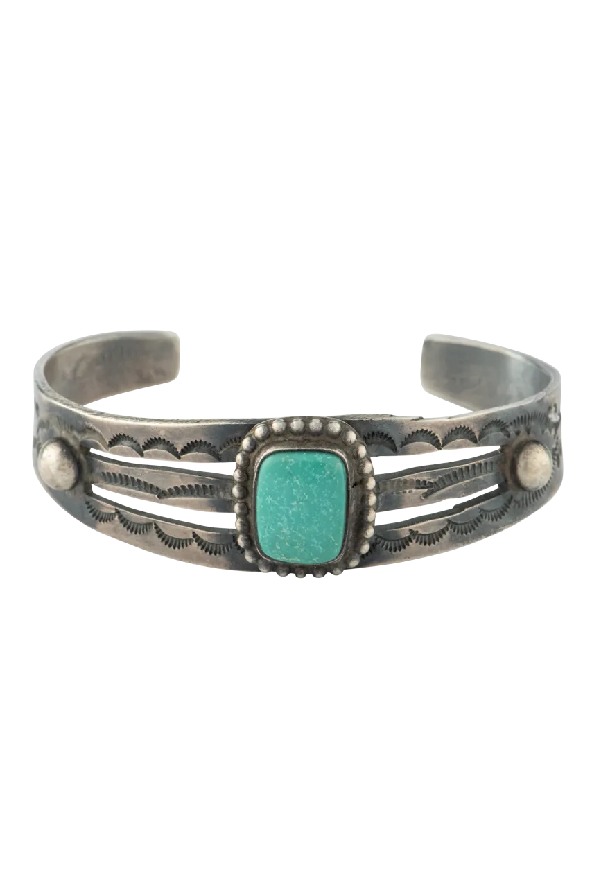 Cerillos Turquoise & Silver Cuff Bracelet