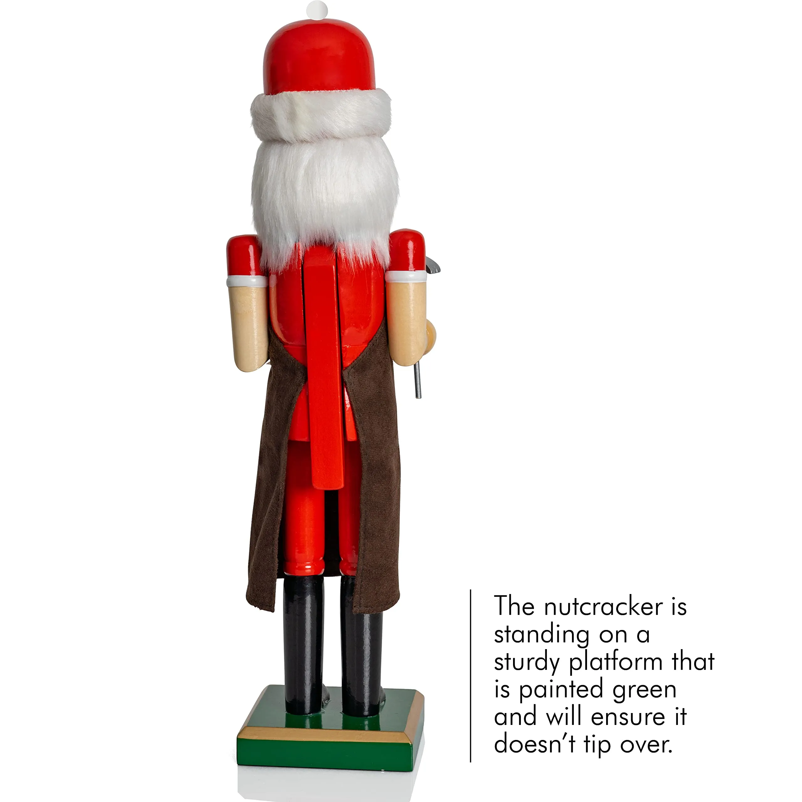 Christmas Toy Maker Nutcracker – Red and Green Wooden Nutcracker Man with Brown Workers Apron and Toy Car and Toy Hammer in Hand Xmas Themed Holiday Nut Cracker Doll Figure Decorations