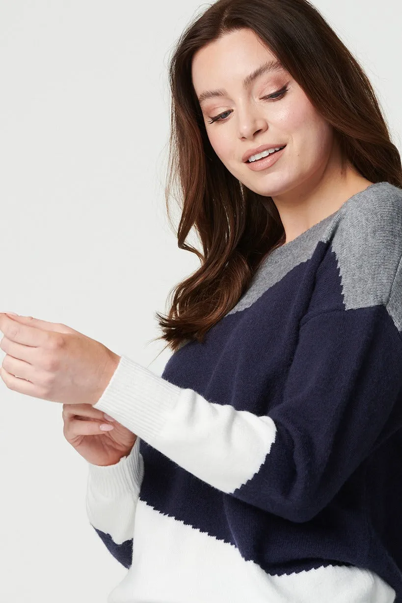 Colour Block Relaxed Knit Sweater