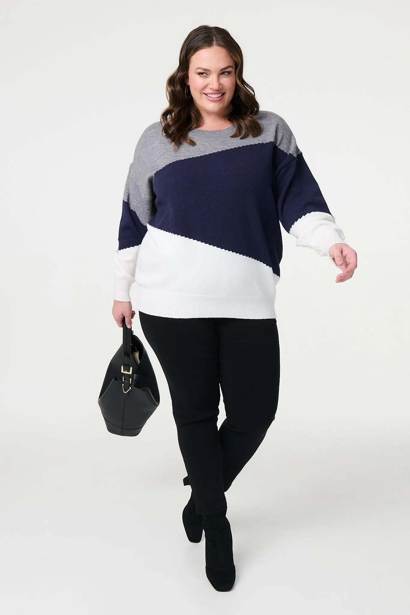 Colour Block Relaxed Knit Sweater