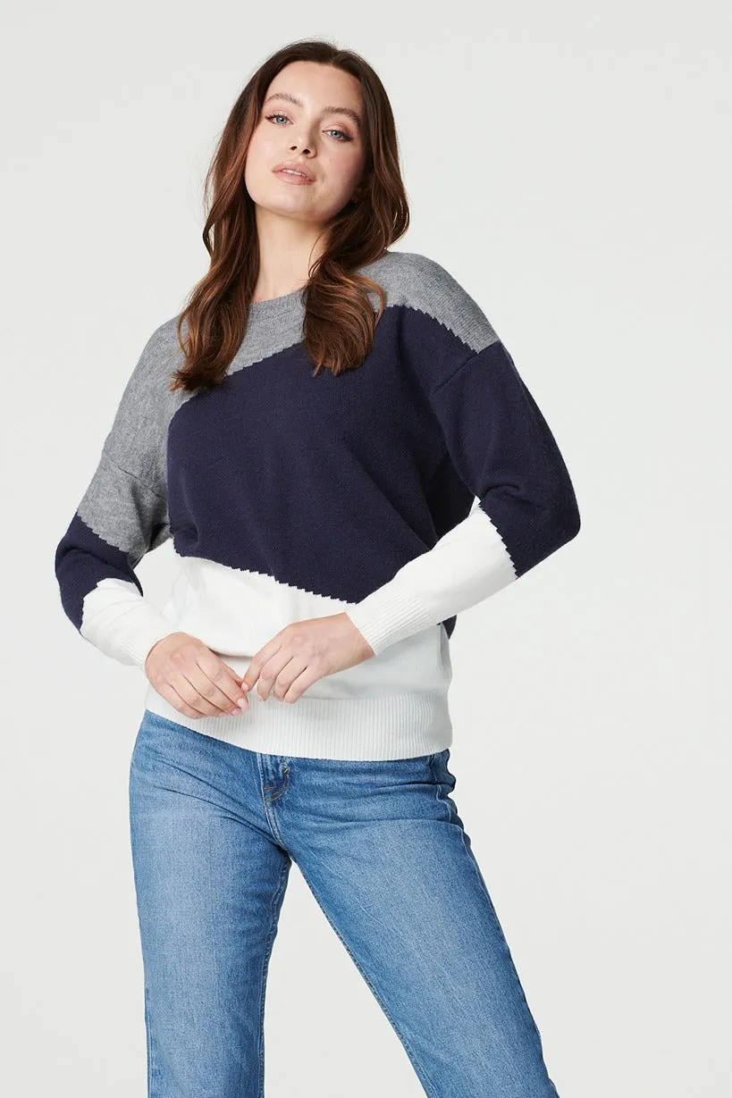 Colour Block Relaxed Knit Sweater