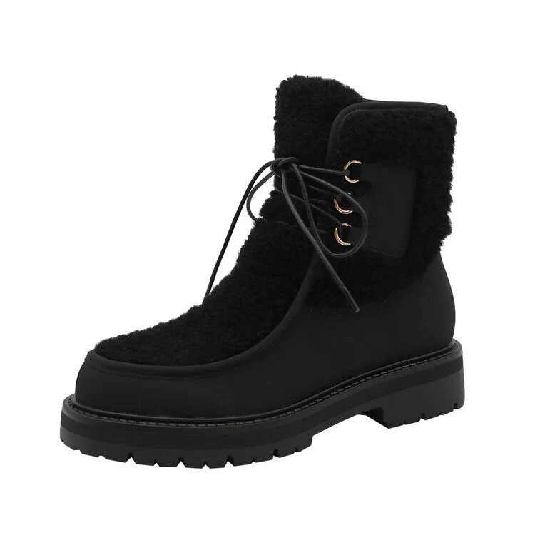 deanwangkt  fashion inspo   NEW Winter Boots Women Split Leather Shoes for Women Round Toe Chunky Heel Women Boots Platform Snow Boots Warm Plush Boots