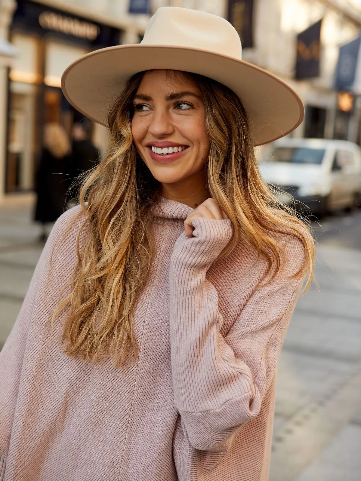 Hope Knitted High Neck Jumper / Blush