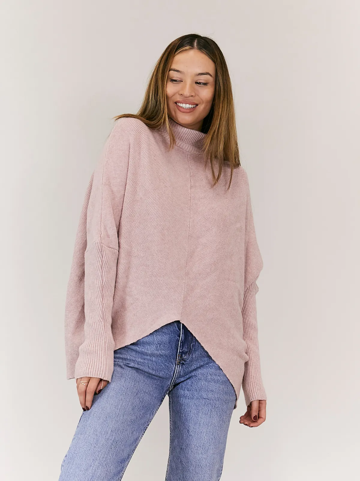 Hope Knitted High Neck Jumper / Blush