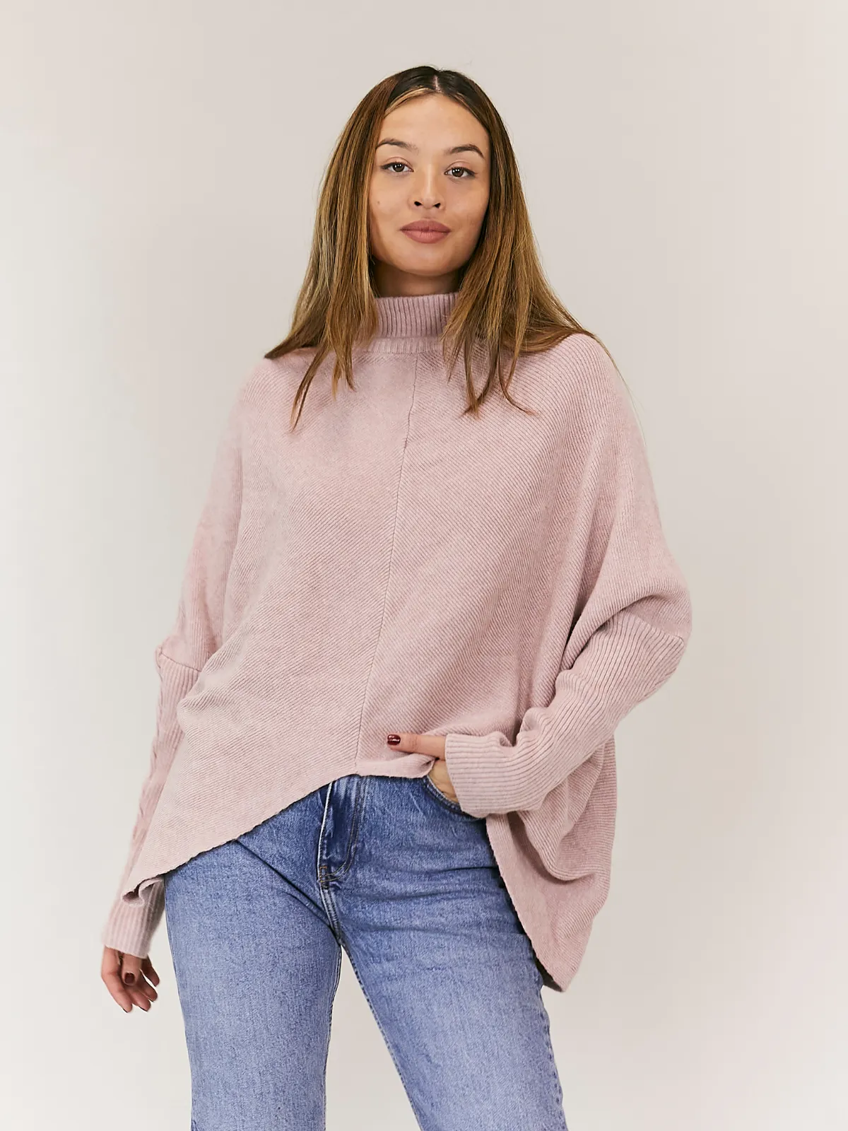 Hope Knitted High Neck Jumper / Blush