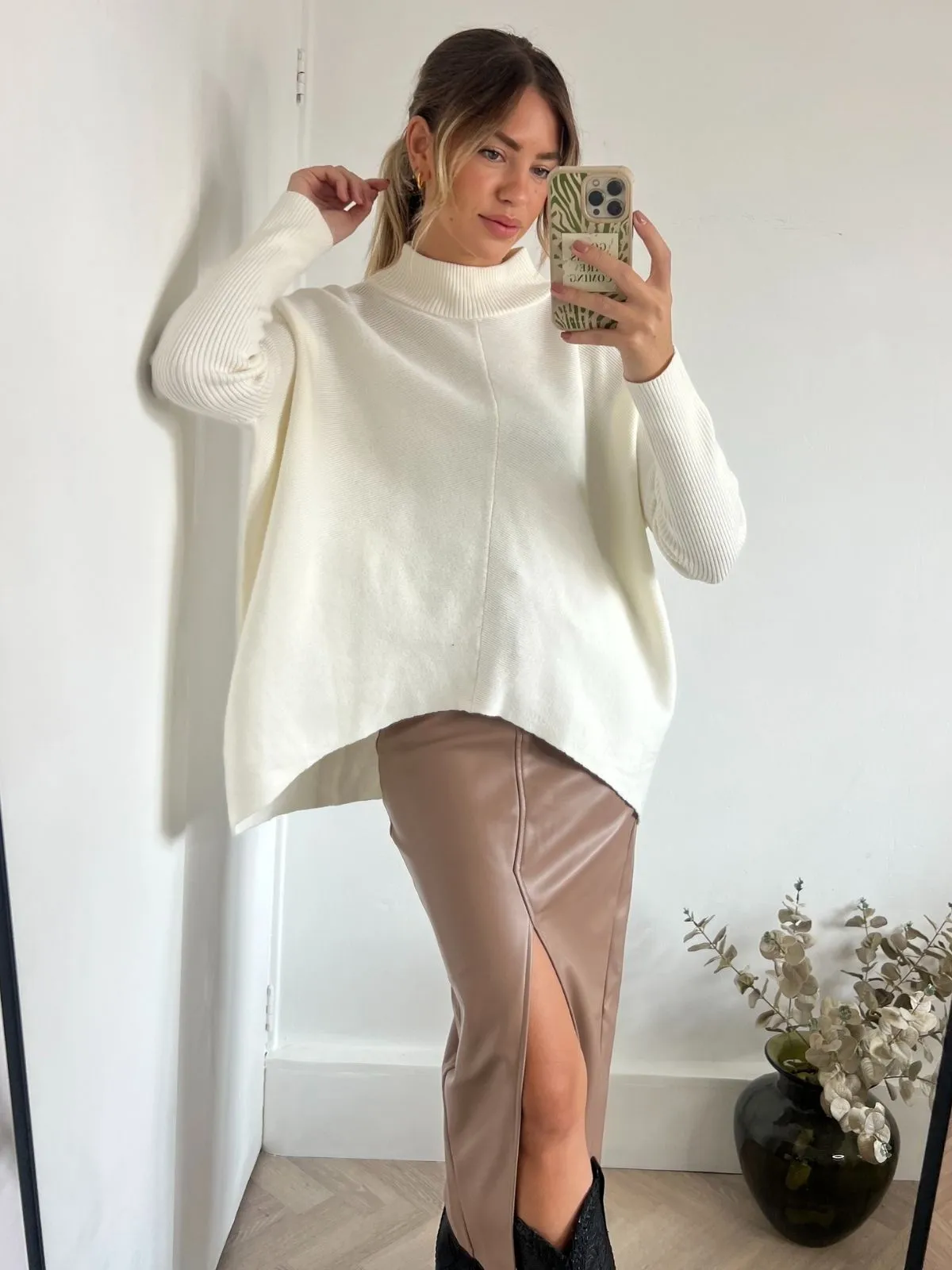 Hope Knitted High Neck Jumper / Ivory