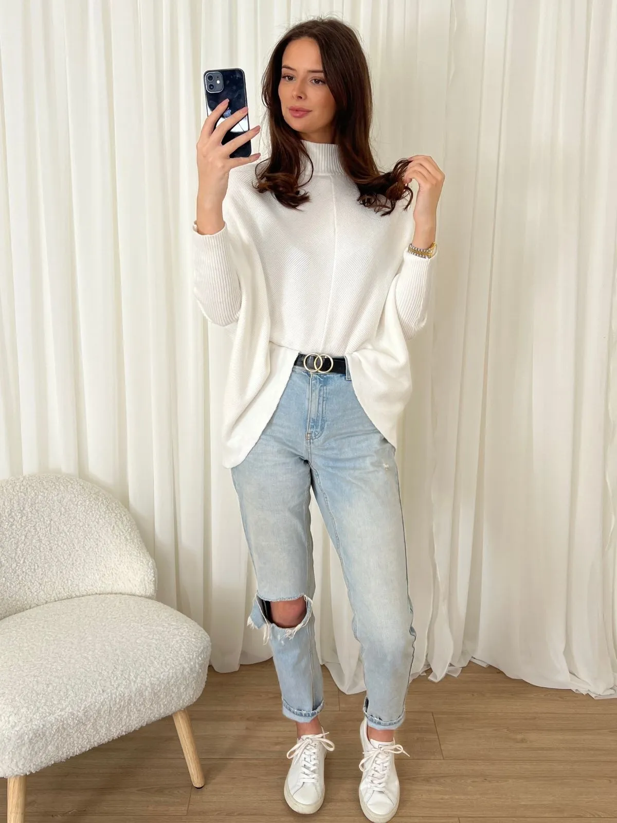 Hope Knitted High Neck Jumper / Ivory