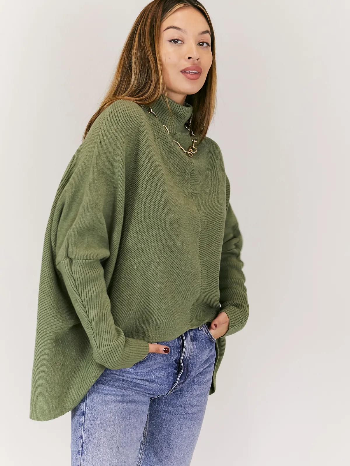 Hope Knitted High Neck Jumper / Khaki