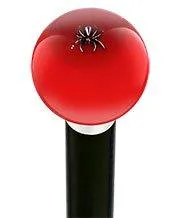 Itsy-Bitsy Spider Red Round Knob Cane w/ Custom Wood Shaft & Collar