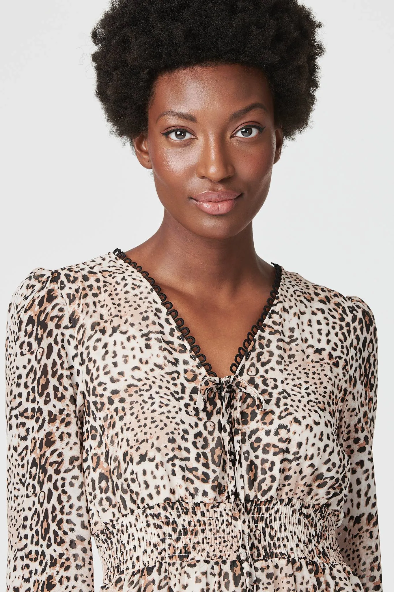 Leopard Print Long Sleeve Dress