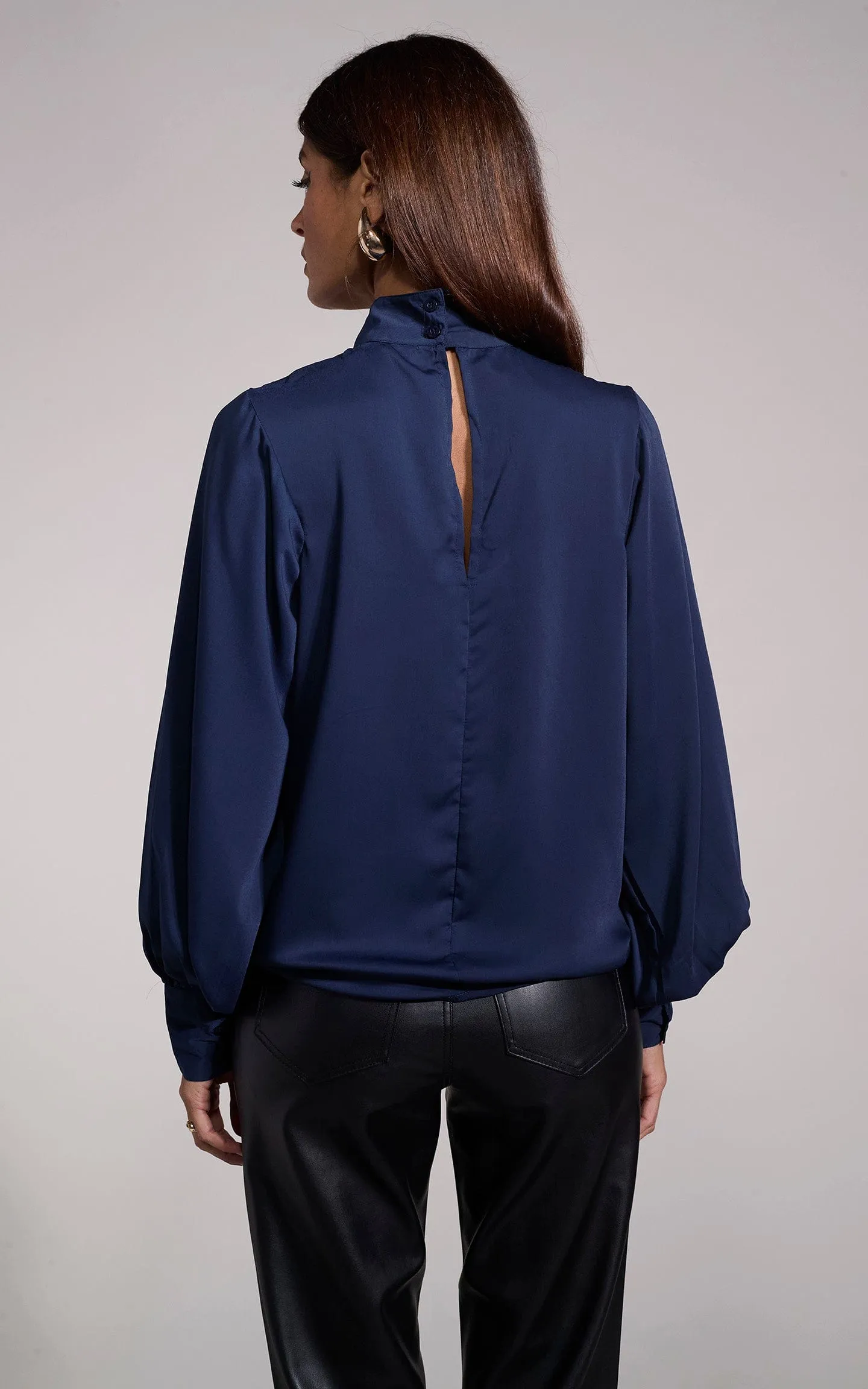 Margo Pintuck Blouse in Navy