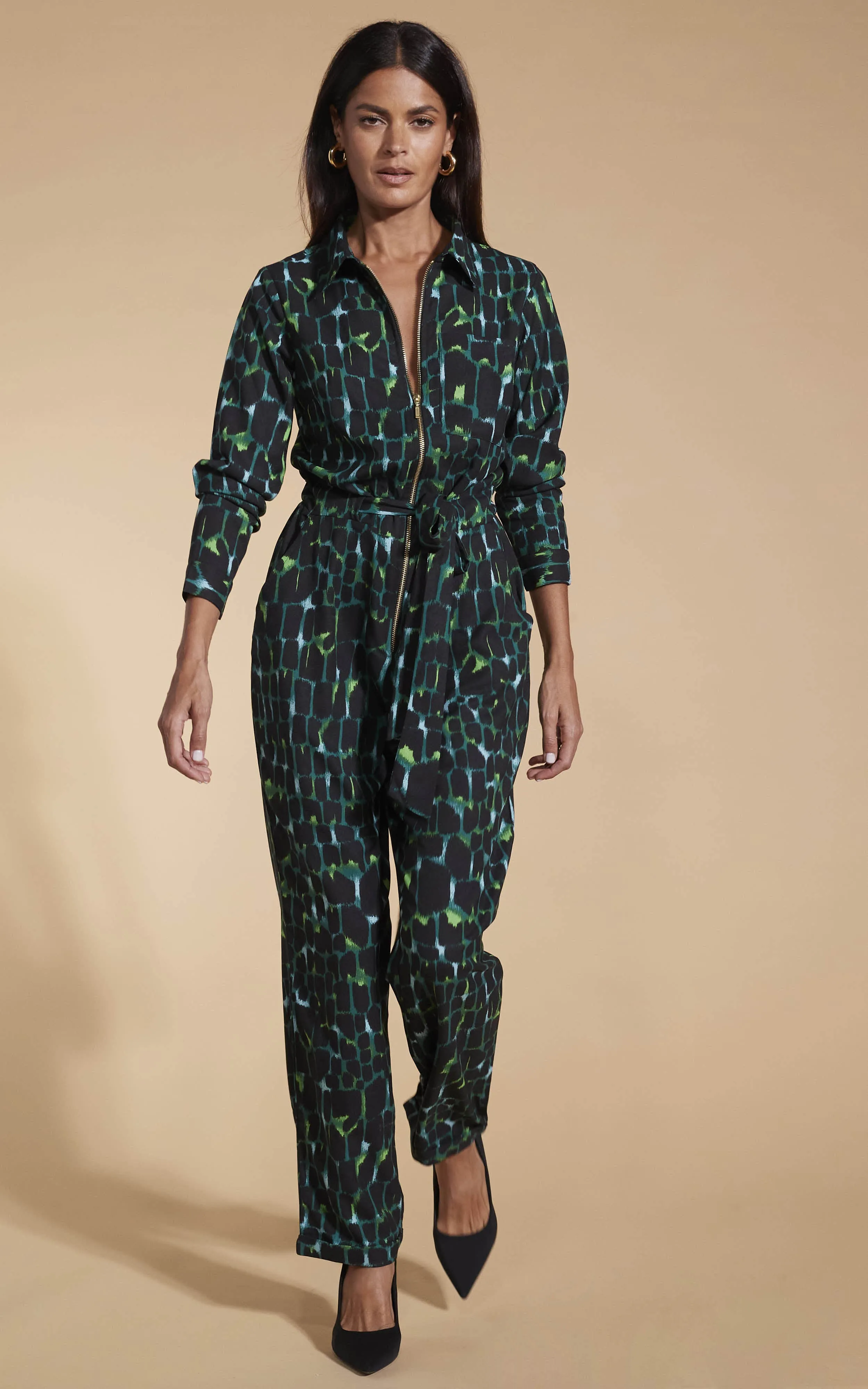 Roxanna Jumpsuit In Green Alligator