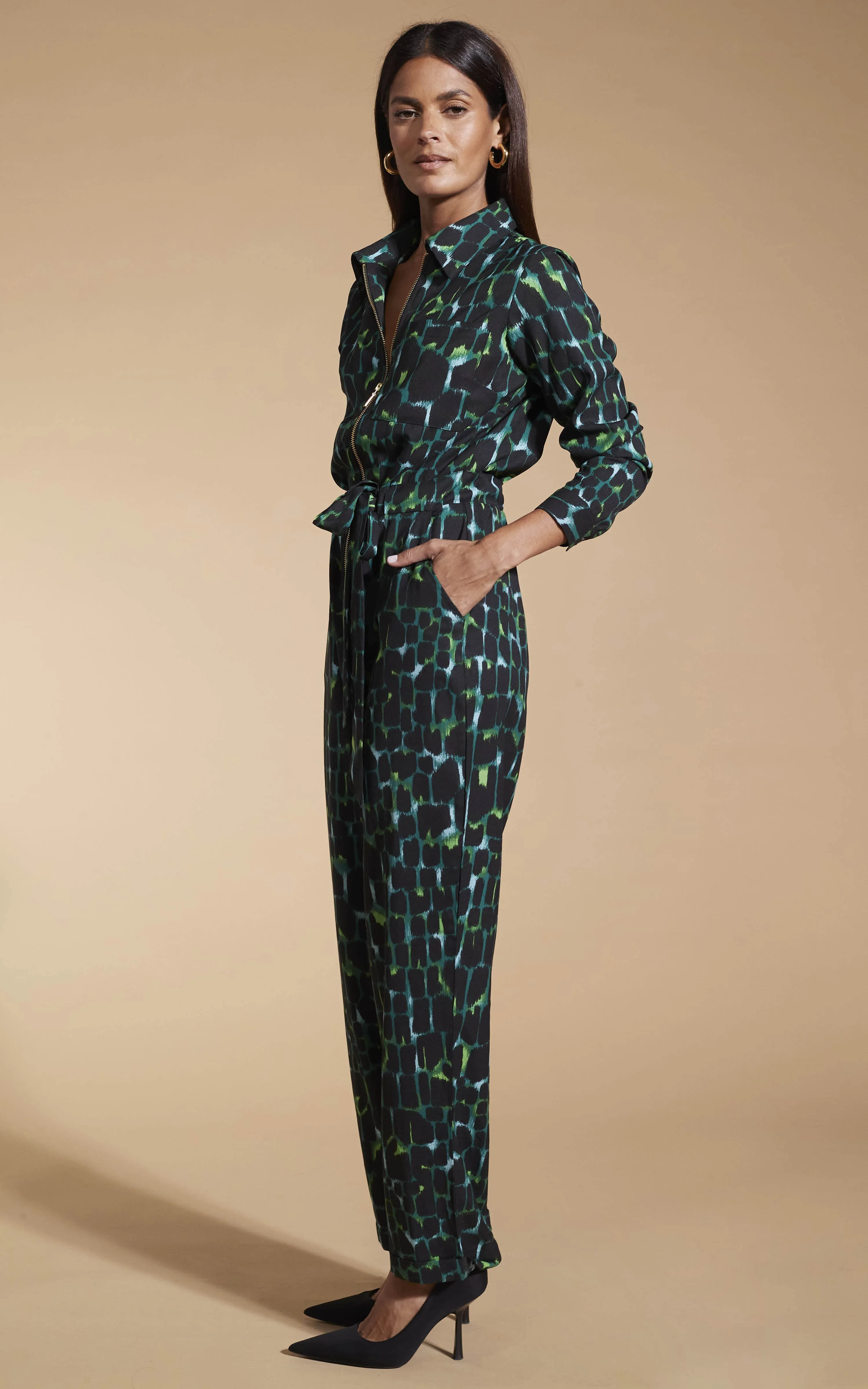 Roxanna Jumpsuit In Green Alligator